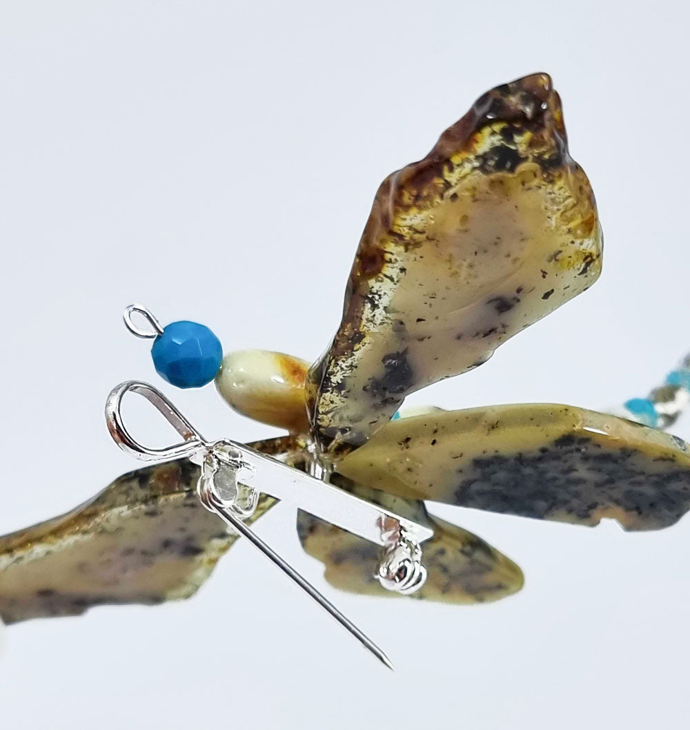 Milky Amber Dragonfly Brooch - Pendant