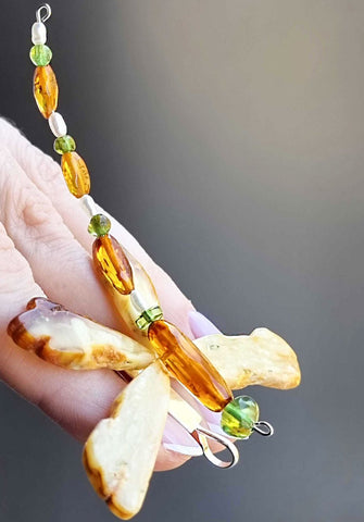 Multi-Color Amber Dragonfly Brooch - Pendant