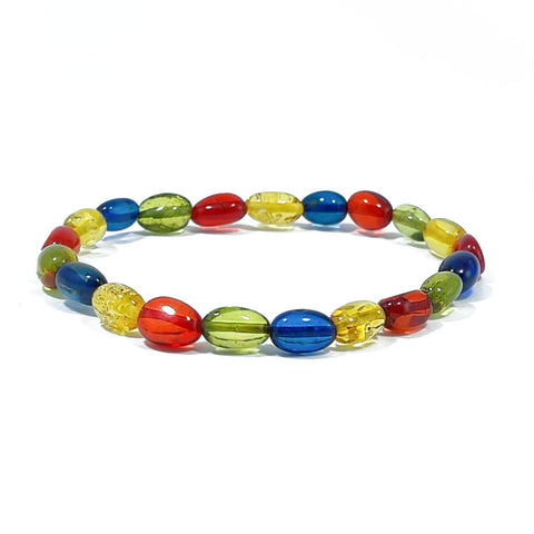 Multi-Color Amber Nugget Beads Stretch Bracelet