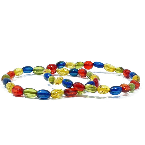 Multi-Color Amber Nugget Beads Stretch Bracelet