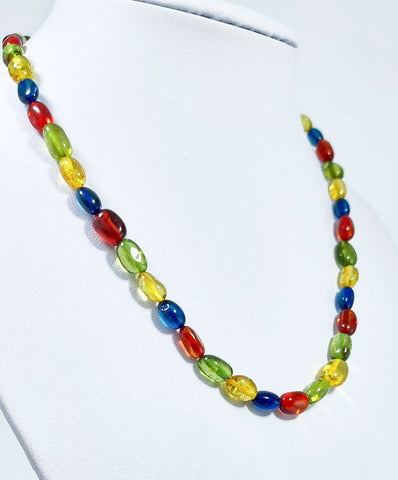 Multi-Color Amber Nugget Beads Necklace