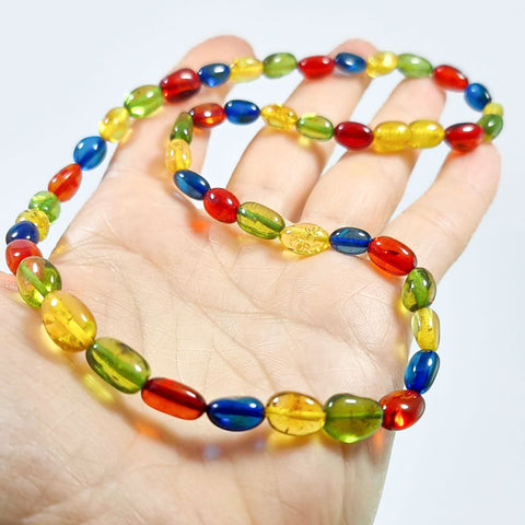 Multi-Color Amber Nugget Beads Necklace