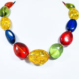 Multi-Color Amber Nuggets Beads Necklace 14k Gold Plated