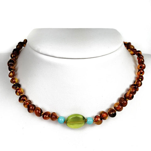 "KIDDO" Cognac Amber Baroque Beads Baby Necklace - Amber Alex Jewelry