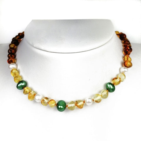 "KIDDO" Multi-Color Amber Baroque Beads Baby Necklace - Amber Alex Jewelry