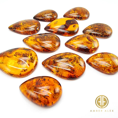 Cognac Amber Drop Shape Cabochons