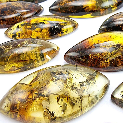 Fossil Amber Marquise Shape Cabochons