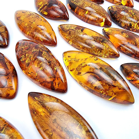 Cognac Amber Marquise Shape Cabochons