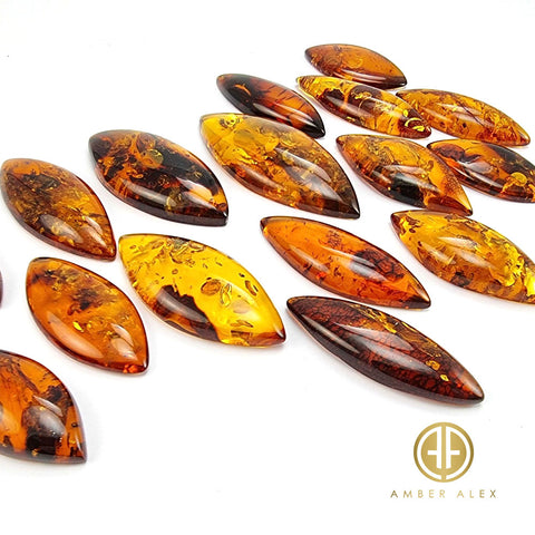 Cognac Amber Marquise Shape Cabochons