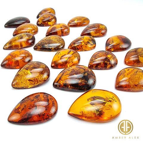 Cognac Amber Drop Shape Cabochons