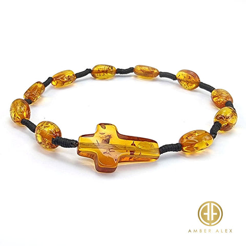 Cognac Amber Free Shape Beads Catholic Rosaries - Bracelet