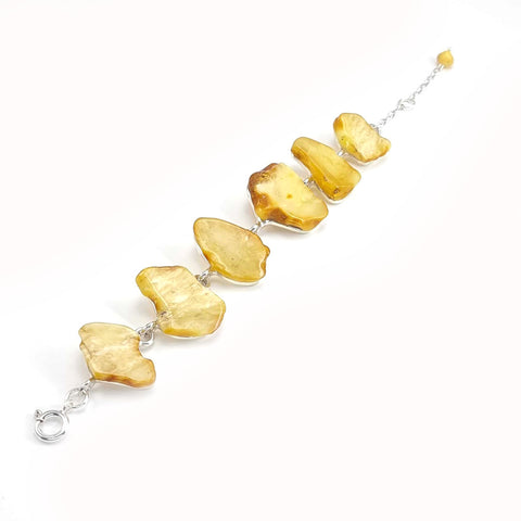 Milky Amber Slab Bracelet Sterling Silver