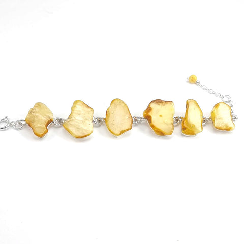 Milky Amber Slab Bracelet Sterling Silver