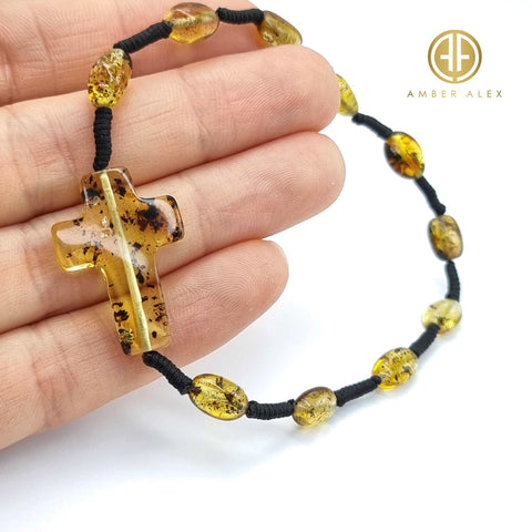 Fossil Amber Free Shape Beads Catholic Rosaries - Bracelet