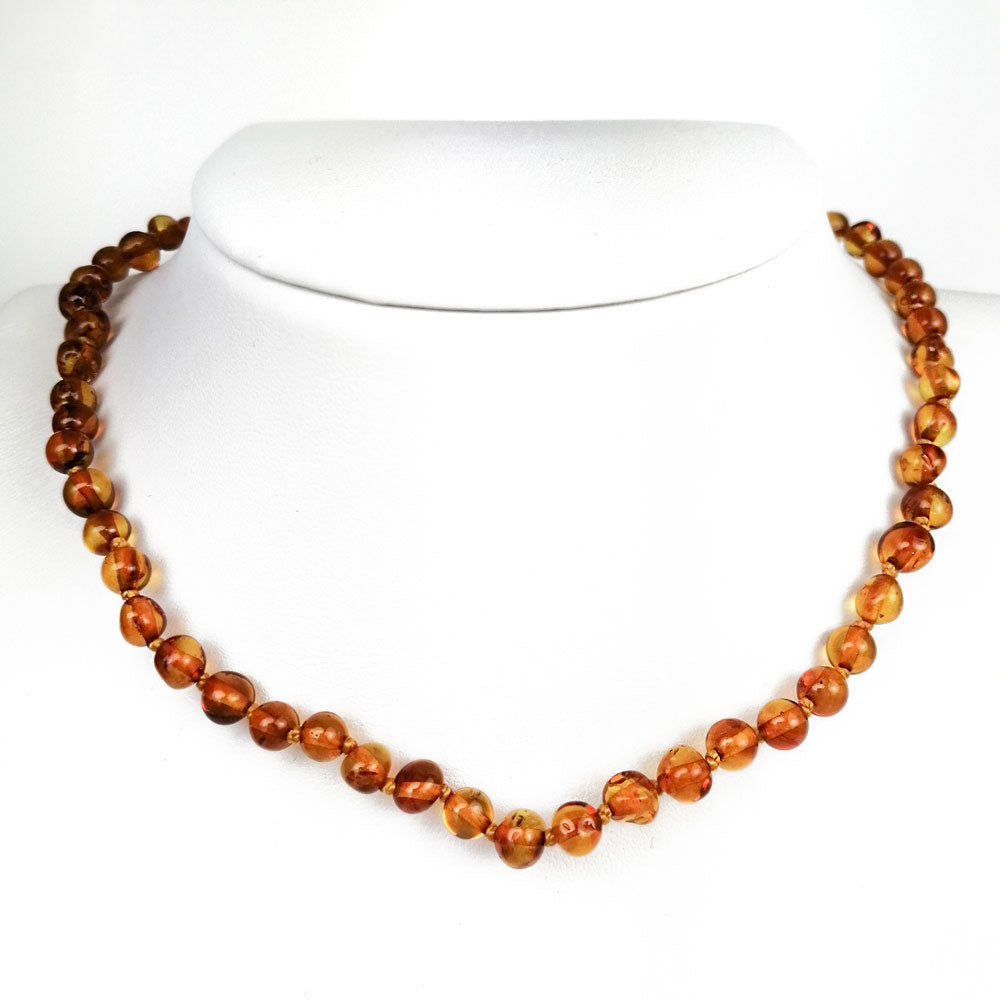 "KIDDO" Cognac Amber Baroque Beads Baby Necklace - Amber Alex Jewelry