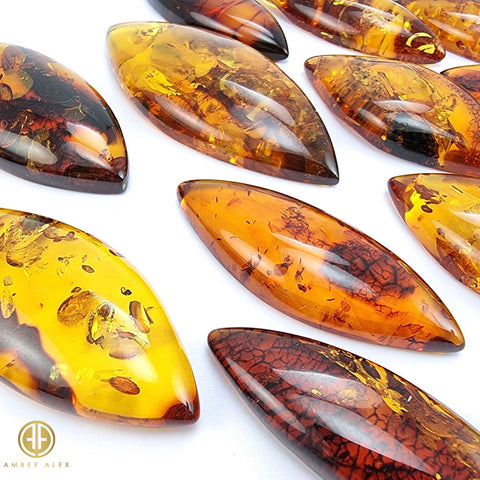 Cognac Amber Marquise Shape Cabochons