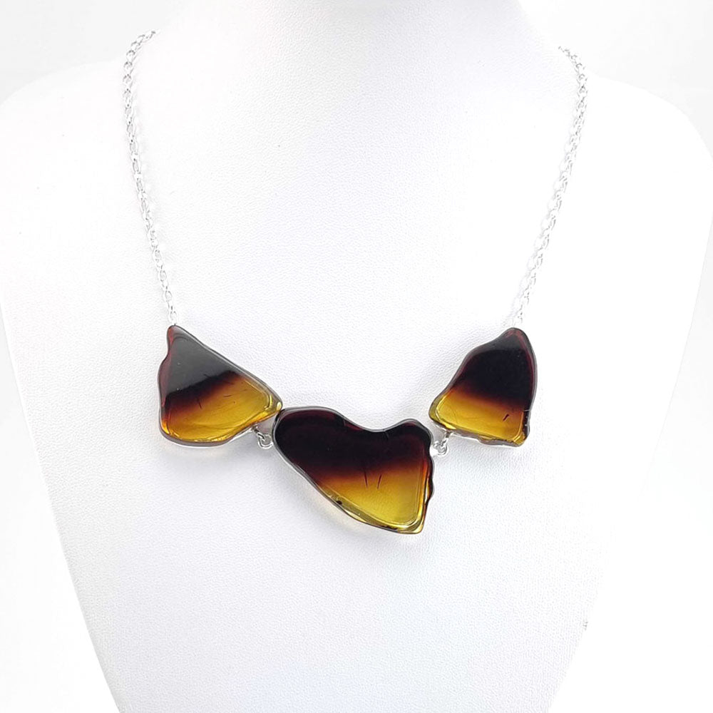 Gradient Amber Slab Necklace Sterling Silver