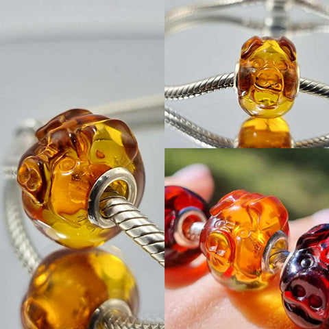 Multi-Color Amber Carved Pig Charm Bead