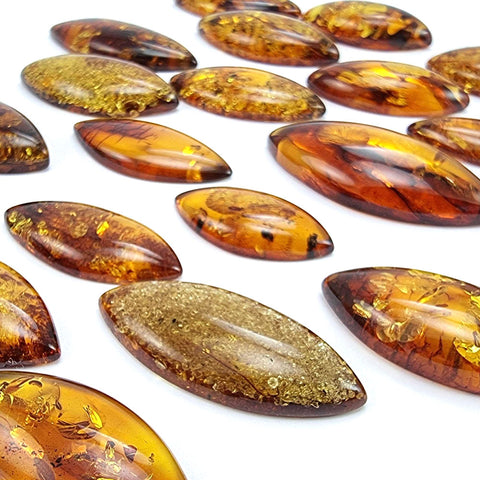 Cognac Amber Marquise Shape Cabochons