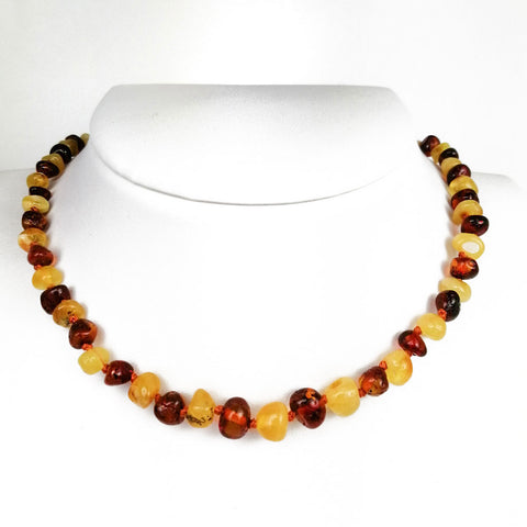 "KIDDO" Milky & Cognac Amber Baroque Beads Baby Necklace - Amber Alex Jewelry