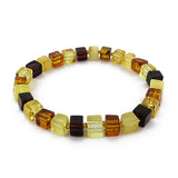 Multi-Color Amber Cube Beads Stretch Bracelet - Amber Alex Jewelry