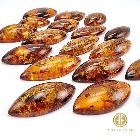 Cognac Amber Marquise Shape Cabochons