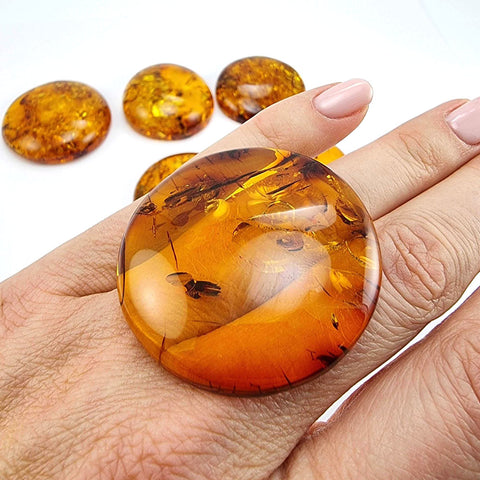 Cognac Amber Free Shape Round Cabochons