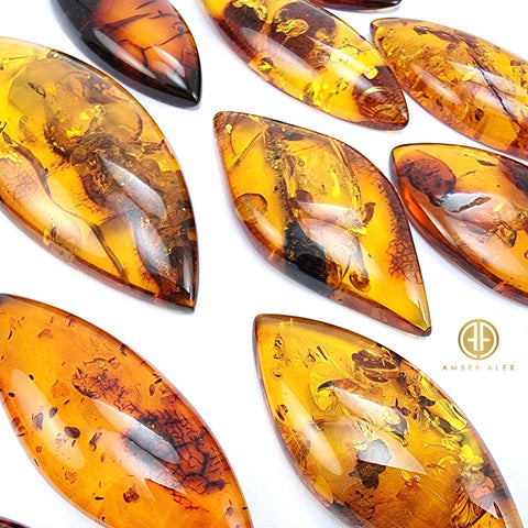 Cognac Amber Marquise Shape Cabochons