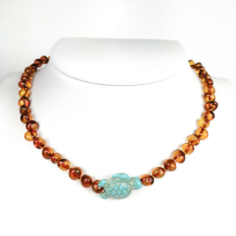 "KIDDO" Cognac Amber Baroque Beads Baby Necklace - Amber Alex Jewelry