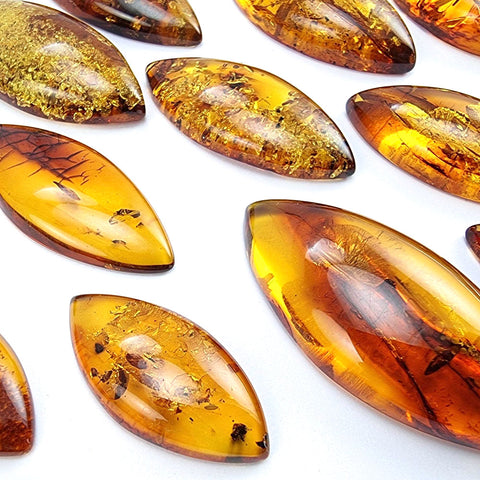 Cognac Amber Marquise Shape Cabochons