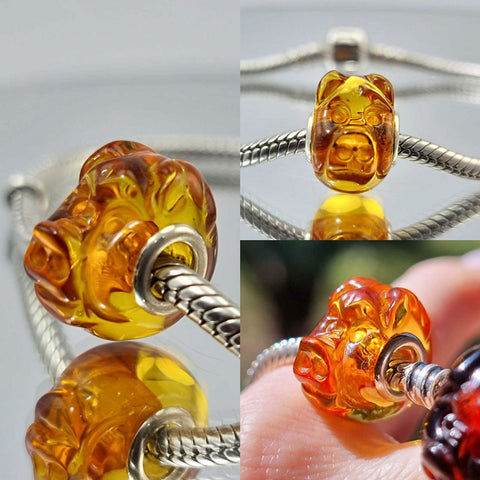 Multi-Color Amber Carved Pig Charm Bead