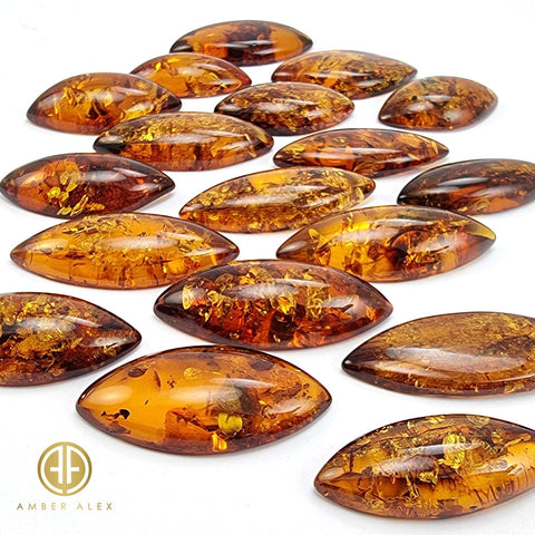 Cognac Amber Marquise Shape Cabochons