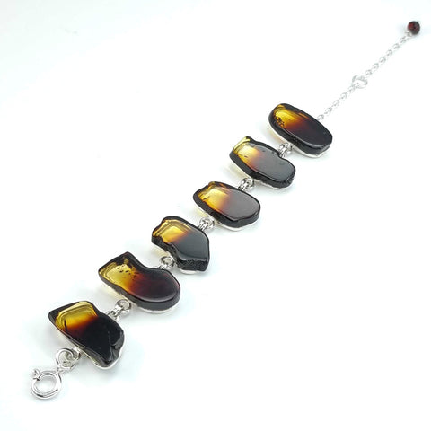 Gradient Amber Slab Bracelet Sterling Silver