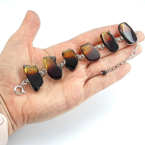 Gradient Amber Slab Bracelet Sterling Silver