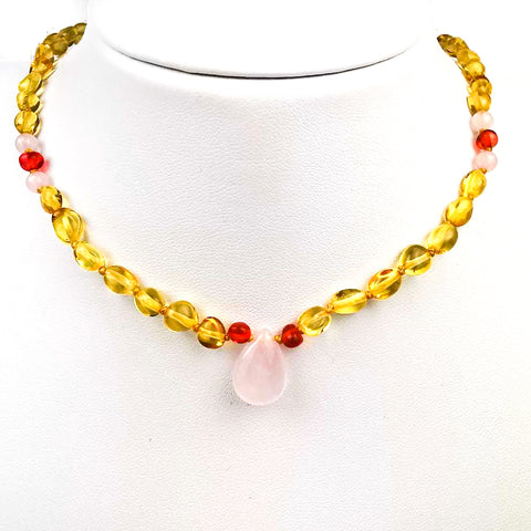 "KIDDO" Lemon Amber Baroque Beads Baby Necklace