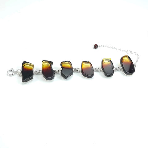 Gradient Amber Slab Bracelet Sterling Silver