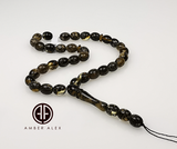 Transparent With Fossil Amber Egg  8.5 mm Islamic Prayer Beads