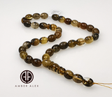 Transparent With Fossil Amber Egg  8.5 mm Islamic Prayer Beads