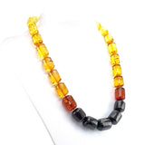 Gradient Amber Faceted Barrel Beads Necklace