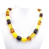 Multi-Color Amber Barrel Beads Necklace