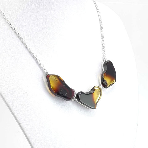 Gradient Amber Slab Necklace Sterling Silver