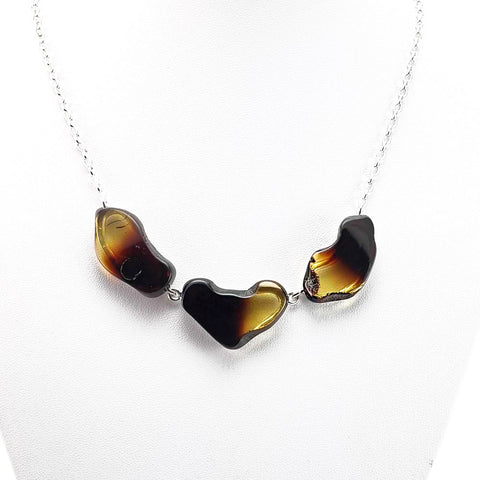 Gradient Amber Slab Necklace Sterling Silver