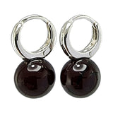 Cherry Amber Round Dangle Earrings Sterling Silver