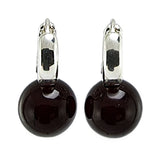Cherry Amber Round Dangle Earrings Sterling Silver