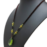 Green Amber Flame Pendant Beaded Necklace - Amber Alex Jewelry