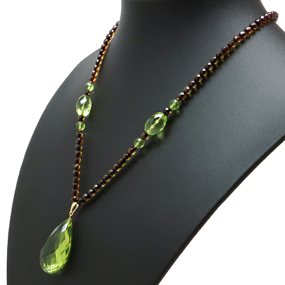 Green Amber Faceted Drop Pendant Beaded Necklace - Amber Alex Jewelry
