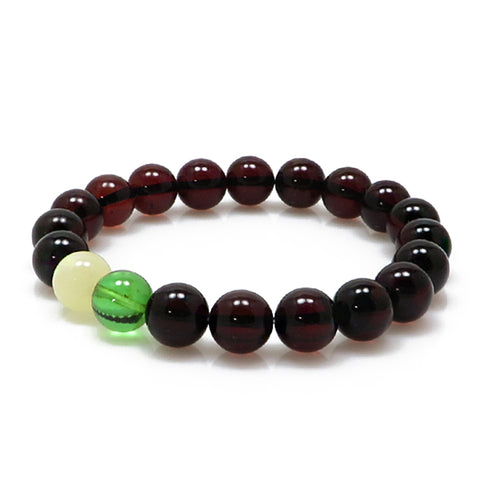 Multi-Color Amber Round Beads Stretch Bracelet - Amber Alex Jewelry