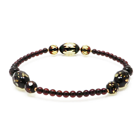 Multi-Color Amber Faceted Beads Stretch Bracelet