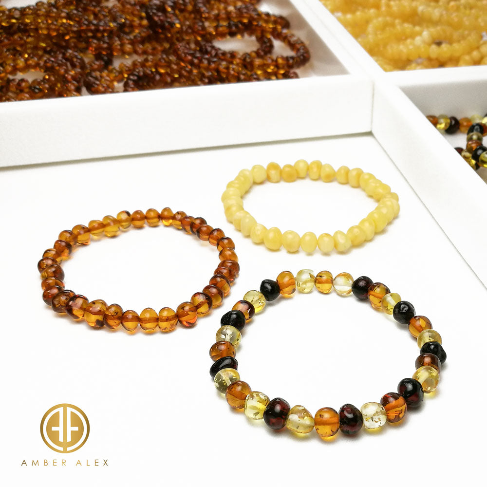 Milky Amber Baroque Beads Stretch Bracelet