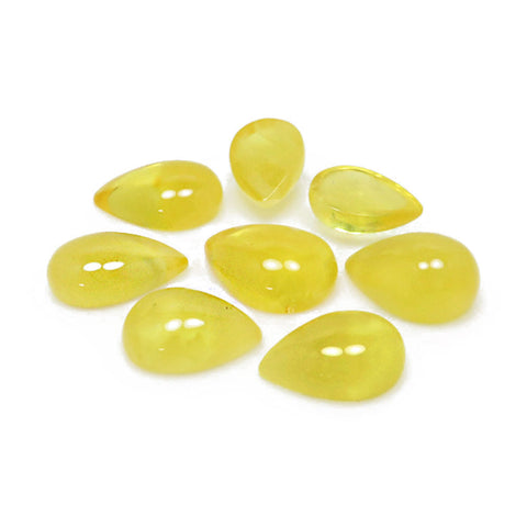 Milky Cloudy Amber Flat Bottom Teardrop Stone - Amber Alex Jewelry